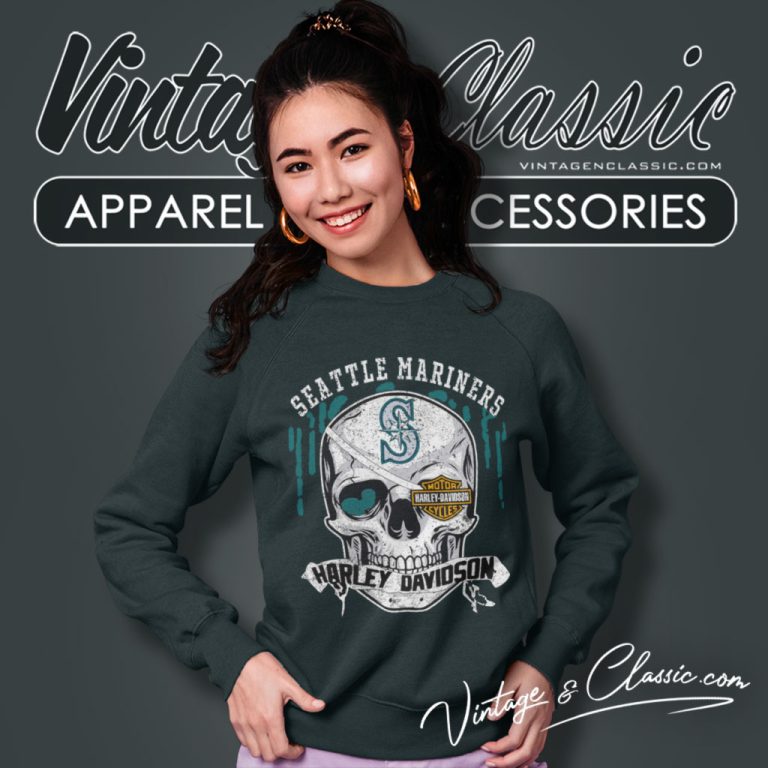 Seattle Mariners Harley Davidson Skull Sweatshirt Seattle Mariners Harley Davidson Skull Sweatshirt