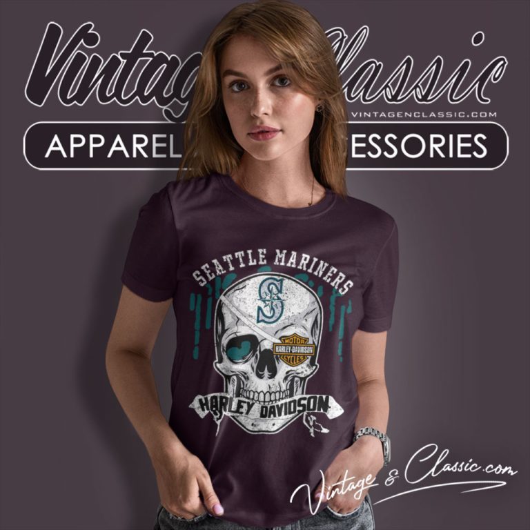 Seattle Mariners Harley Davidson Skull Women T Shirt Seattle Mariners Harley Davidson Skull Women T Shirt