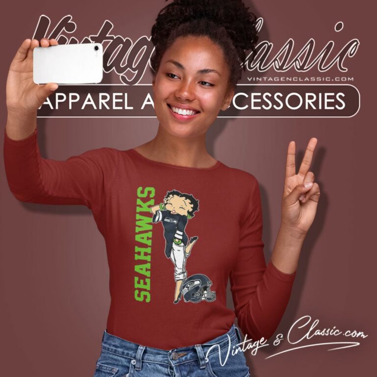 Seattle Seahawks Betty Boop Nfl Long Sleeve Tee Seattle Seahawks Betty Boop Nfl Long Sleeve Tee