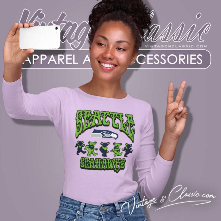 Seattle Seahawks Grateful Dead Dancing Bears Long Sleeve Tee Seattle Seahawks Grateful Dead Dancing Bears Long Sleeve Tee