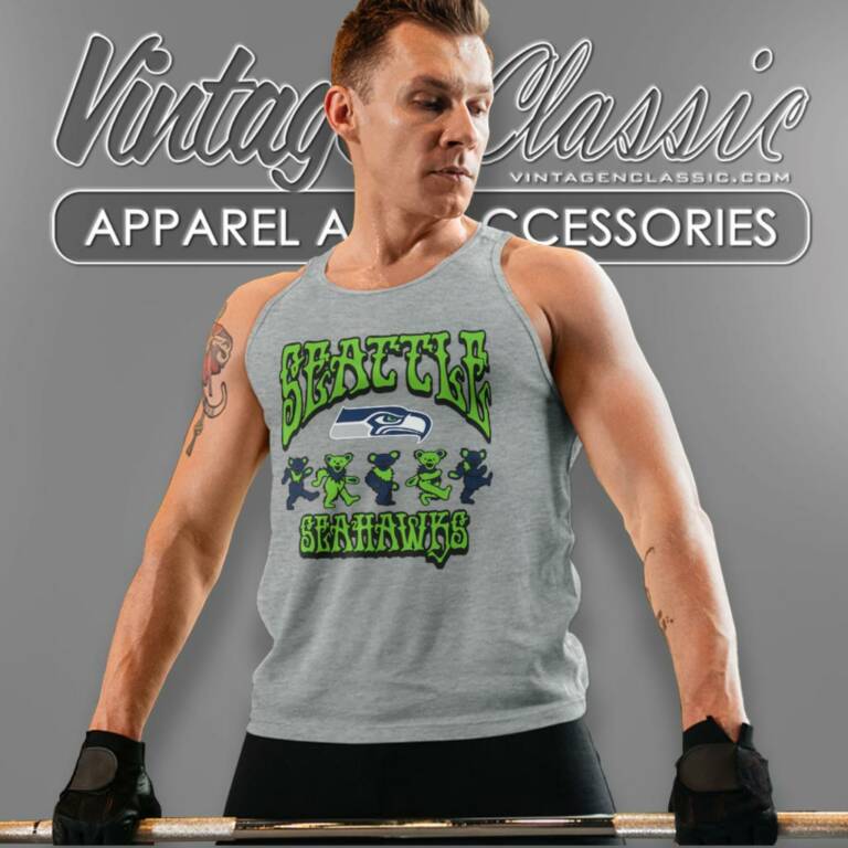 Seattle Seahawks Grateful Dead Dancing Bears Tank Top Racerback Seattle Seahawks Grateful Dead Dancing Bears Tank Top Racerback