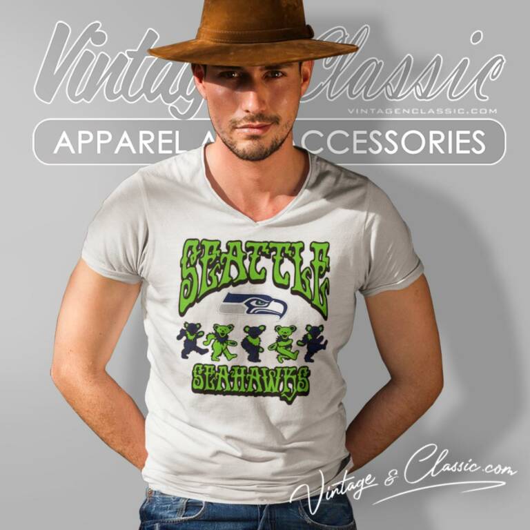 Seattle Seahawks Grateful Dead Dancing Bears V Neck TShirt Seattle Seahawks Grateful Dead Dancing Bears V Neck TShirt