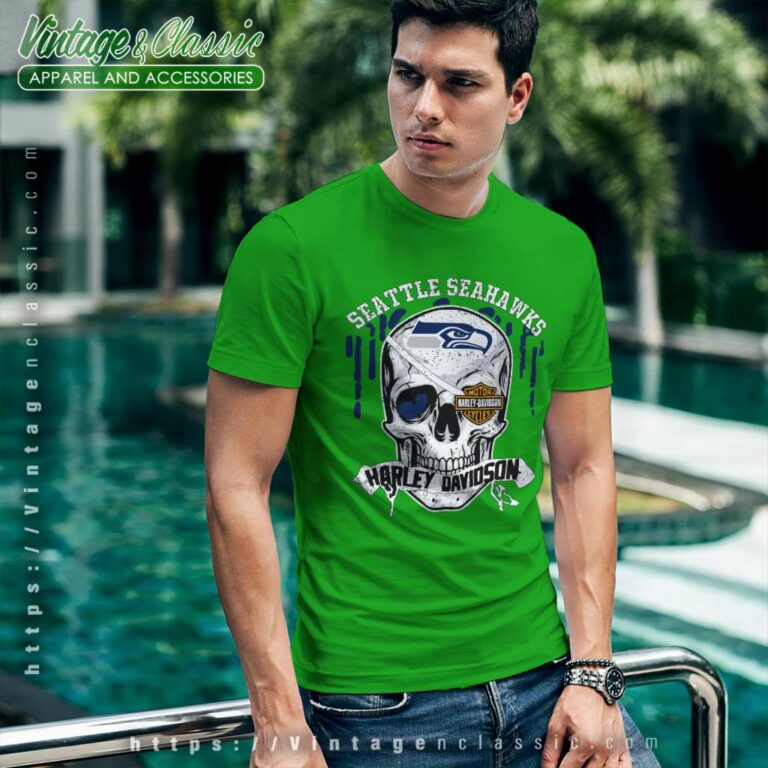 Seattle Seahawks Harley Davidson Skull T Shirt Seattle Seahawks Harley Davidson Skull T Shirt