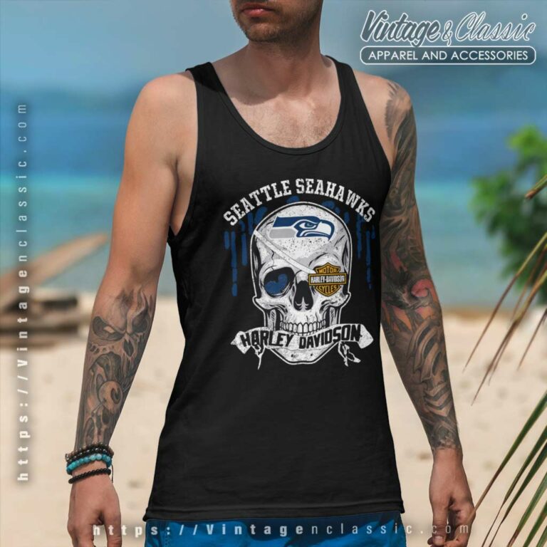 Seattle Seahawks Harley Davidson Skull Tank Top Racerback Seattle Seahawks Harley Davidson Skull Tank Top Racerback