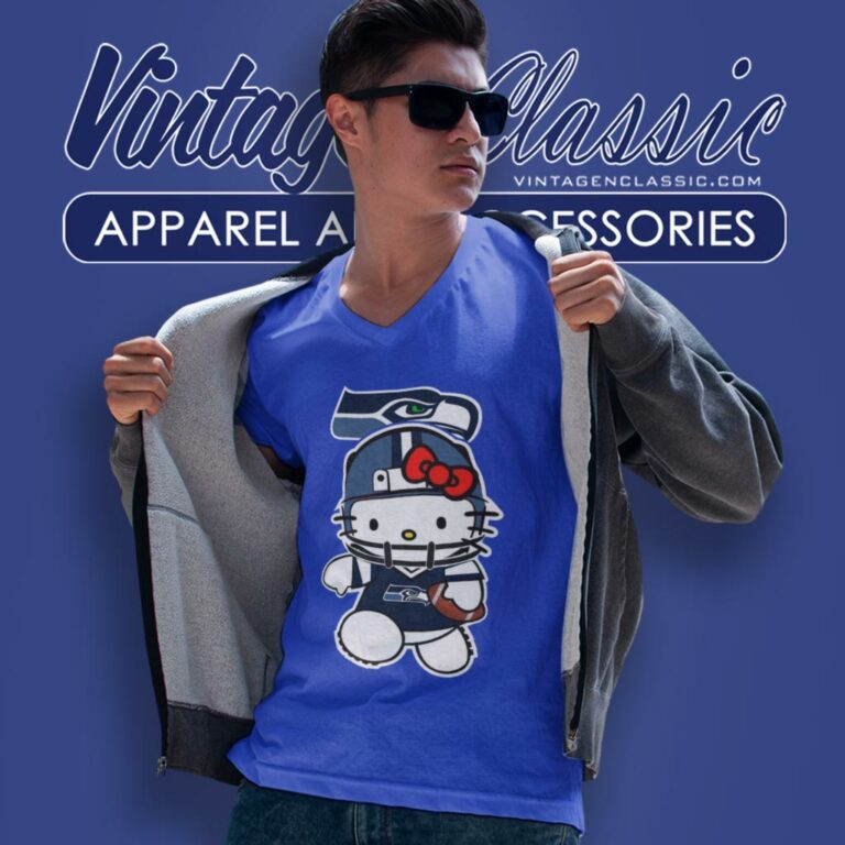 Seattle Seahawks Hello Kitty V Neck TShirt Seattle Seahawks Hello Kitty V Neck TShirt