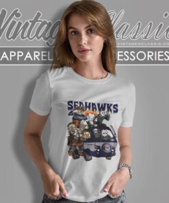 Seattle Seahawks Horror Movies Characters Halloween Shirt Women T shirt