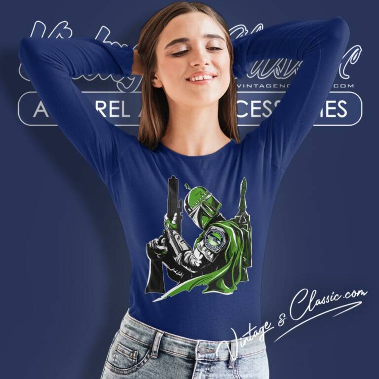 Seattle Seahawks Mandalorian Star Wars Long Sleeve Tee Seattle Seahawks Mandalorian Star Wars Long Sleeve Tee