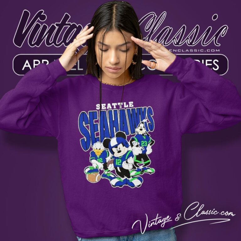 Seattle Seahawks Mickey Donald Duck And Goofy Sweatshirt Seattle Seahawks Mickey Donald Duck And Goofy Sweatshirt