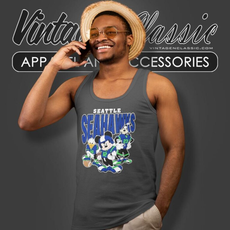 Seattle Seahawks Mickey Donald Duck And Goofy Tank Top Racerback Seattle Seahawks Mickey Donald Duck And Goofy Tank Top Racerback