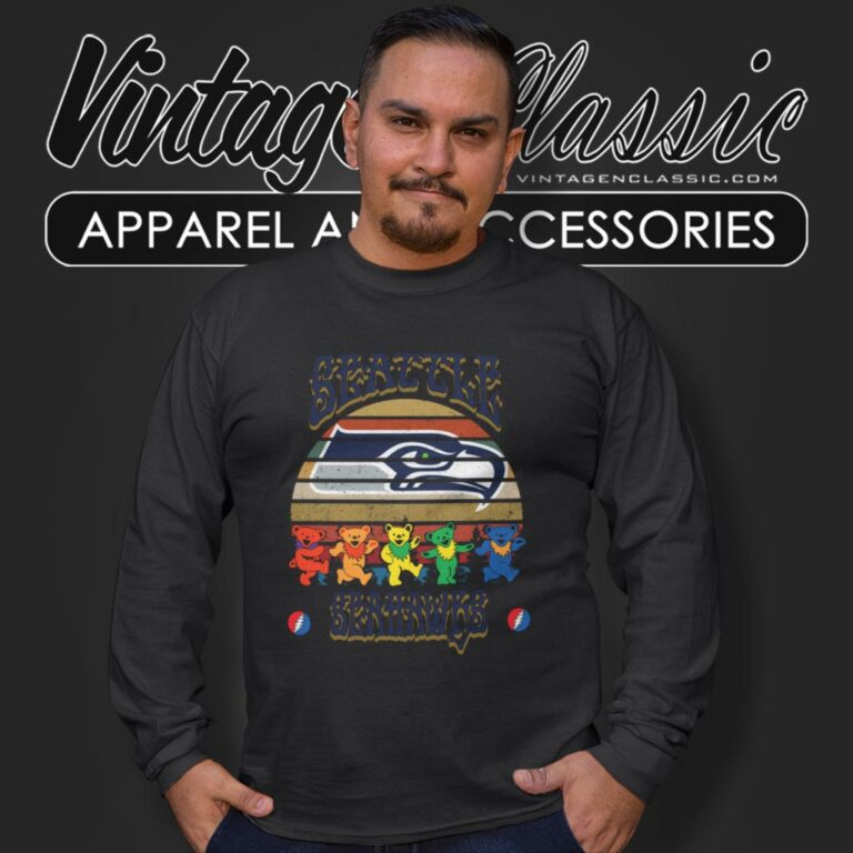 Seattle Seahawks Nfl Grateful Dancing Bears Retro Long Sleeve Tee Seattle Seahawks Nfl Grateful Dancing Bears Retro Long Sleeve Tee