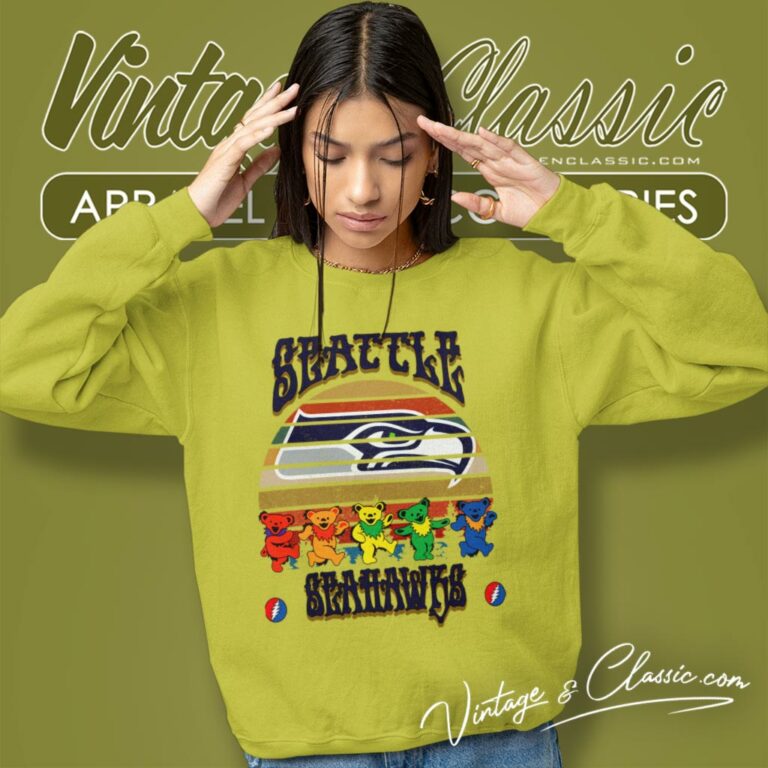 Seattle Seahawks Nfl Grateful Dancing Bears Retro Sweatshirt Seattle Seahawks Nfl Grateful Dancing Bears Retro Sweatshirt