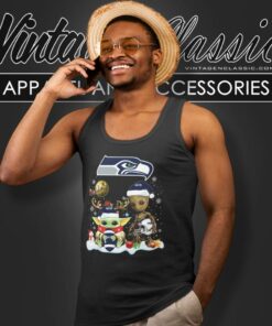 Seattle Seahawks Shirt Baby Yoda And Groot Santa Christmas Tank Top Racerback