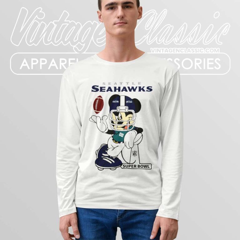 Seattle Seahawks Shirt Mickey Mouse Disney Super Bowl Football Long Sleeve Tee Seattle Seahawks Shirt Mickey Mouse Disney Super Bowl Football Long Sleeve Tee