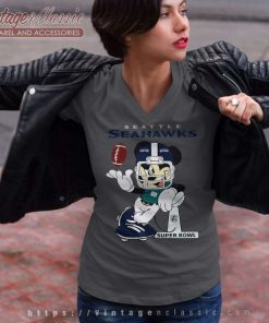 Seattle Seahawks Shirt Mickey Mouse Disney Super Bowl Football V Neck TShirt