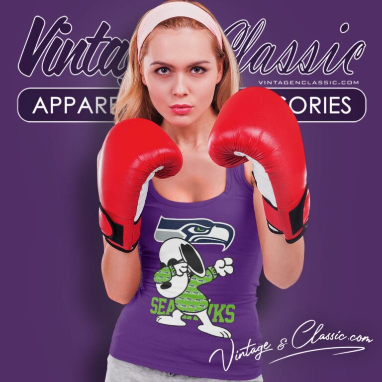 Seattle Seahawks Snoopy Dabbing Tank Top Racerback Seattle Seahawks Snoopy Dabbing Tank Top Racerback