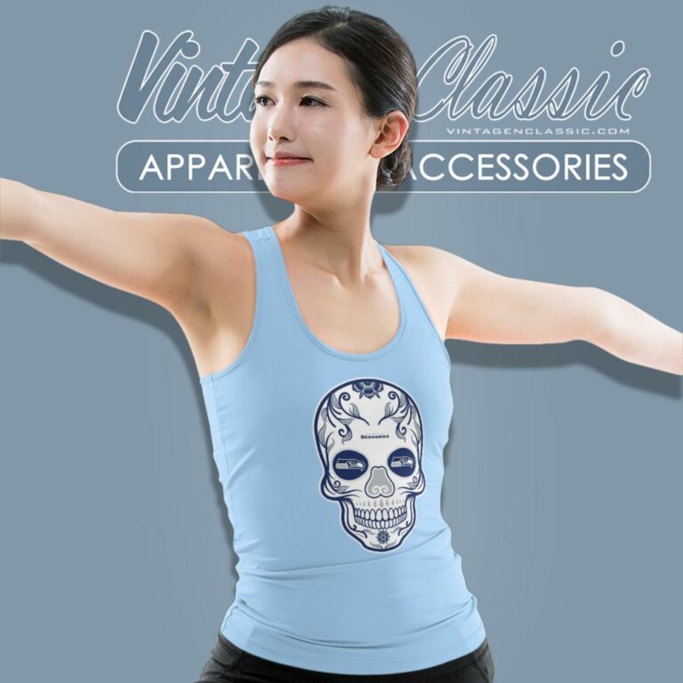 Seattle Seahawks Sugar Skull Tank Top Racerback Seattle Seahawks Sugar Skull Tank Top Racerback