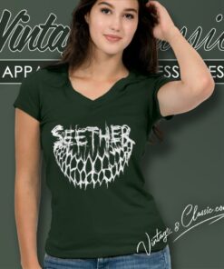 Seether Scratch Grin V Neck TShirt