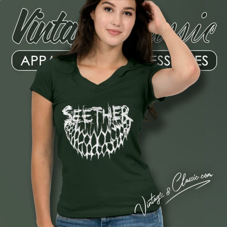 Seether Scratch Grin V Neck TShirt Seether Scratch Grin V Neck TShirt