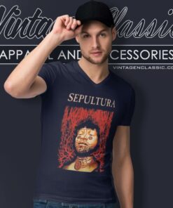 Sepultura Roots World Tour V Neck TShirt