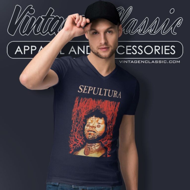 Sepultura Roots World Tour V Neck TShirt Sepultura Roots World Tour V Neck TShirt