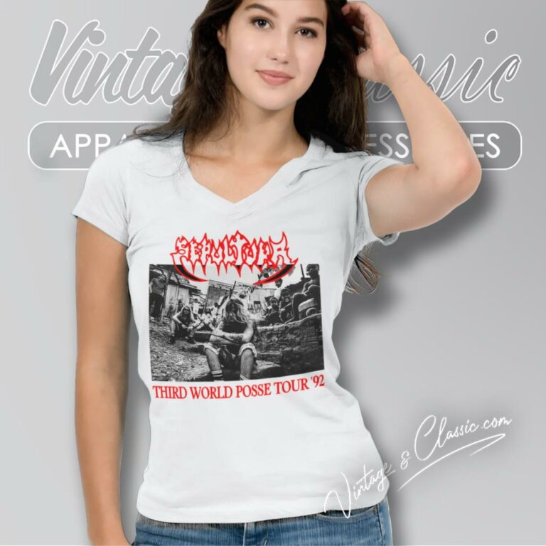 Sepultura Shirt Third World Posse Tour V Neck TShirt Sepultura Shirt Third World Posse Tour V Neck TShirt