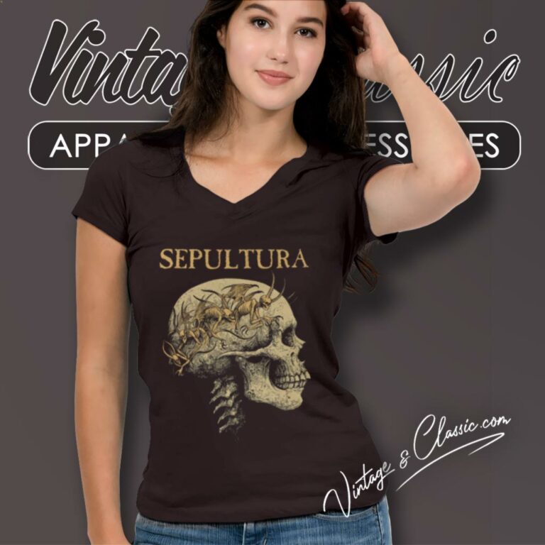Sepultura Skull V Neck TShirt Sepultura Skull V Neck TShirt