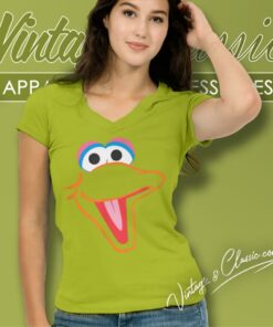 Sesame Street Big Bird Face V Neck TShirt