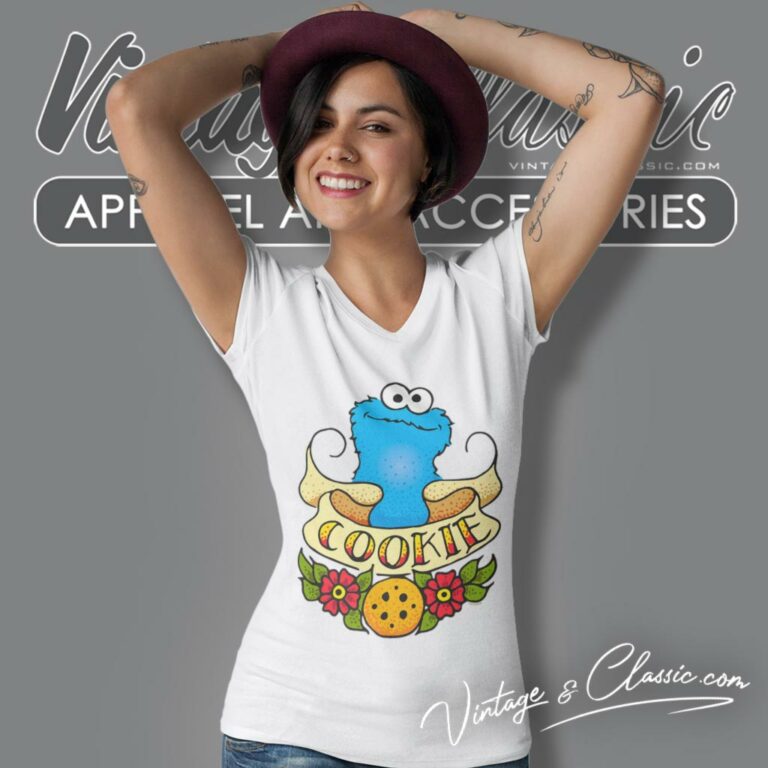 Sesame Street Cookie Monster Tattoo V Neck TShirt Sesame Street Cookie Monster Tattoo V Neck TShirt