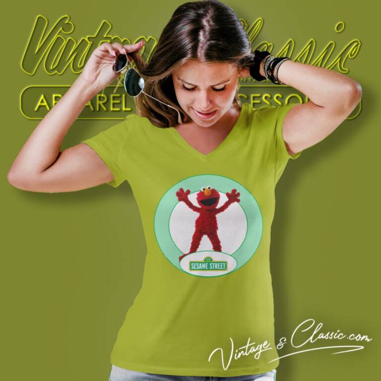 Sesame Street Elmo Cartoon V Neck TShirt Sesame Street Elmo Cartoon V Neck TShirt