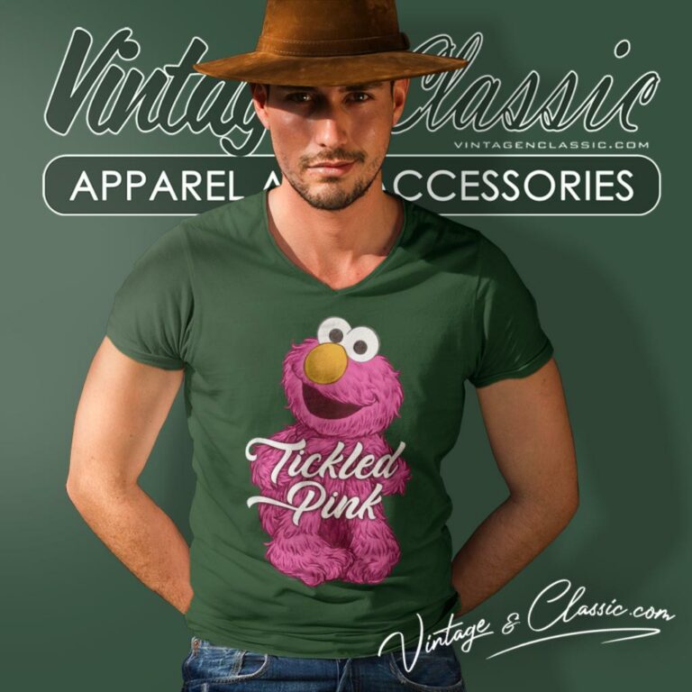 Sesame Street Elmo Tickled Pink V Neck TShirt Sesame Street Elmo Tickled Pink V Neck TShirt