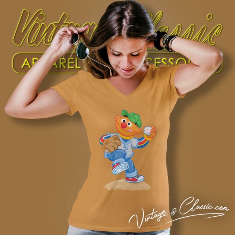 Sesame Street Ernie Baseball V Neck TShirt Sesame Street Ernie Baseball V Neck TShirt