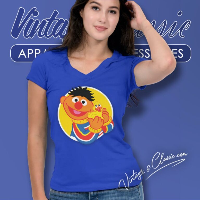 Sesame Street Ernie Duckie V Neck TShirt Sesame Street Ernie Duckie V Neck TShirt