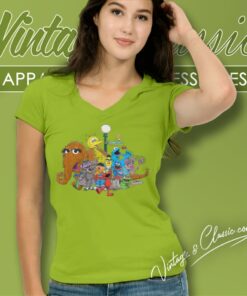 Sesame Street Group Street Light V Neck TShirt