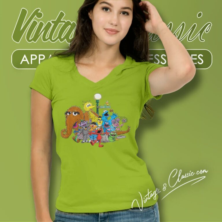 Sesame Street Group Street Light V Neck TShirt Sesame Street Group Street Light V Neck TShirt