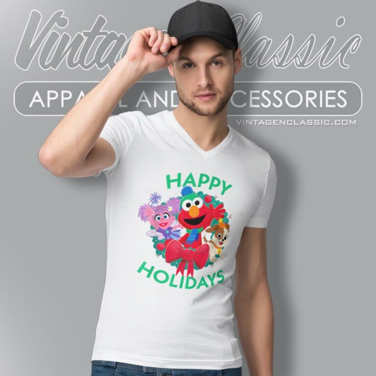 Sesame Street Happy Holidays V Neck TShirt Sesame Street Happy Holidays V Neck TShirt