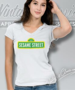 Sesame Street Logo V Neck TShirt
