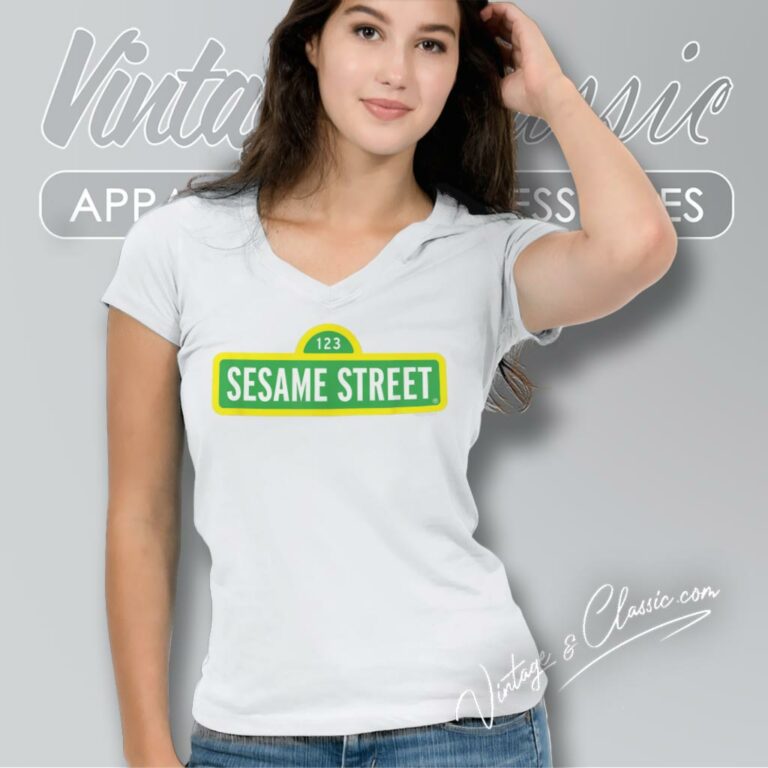 Sesame Street Logo V Neck TShirt Sesame Street Logo V Neck TShirt
