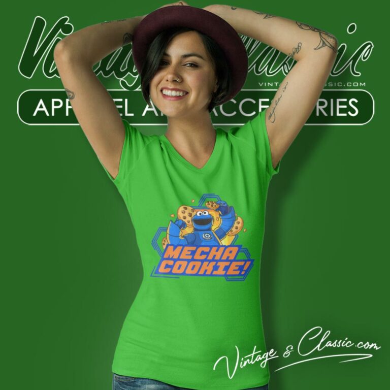 Sesame Street Mecha Cookie V Neck TShirt Sesame Street Mecha Cookie V Neck TShirt