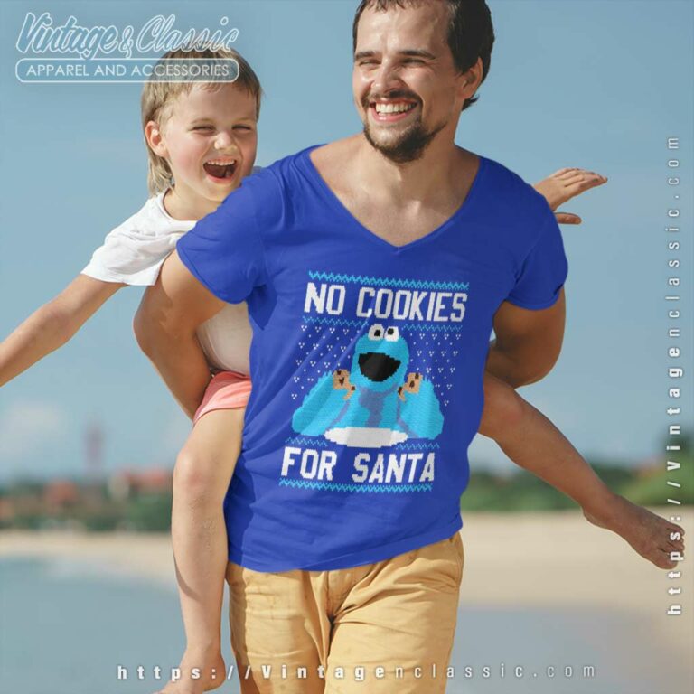 Sesame Street No Cookies For Santa V Neck TShirt Sesame Street No Cookies For Santa V Neck TShirt