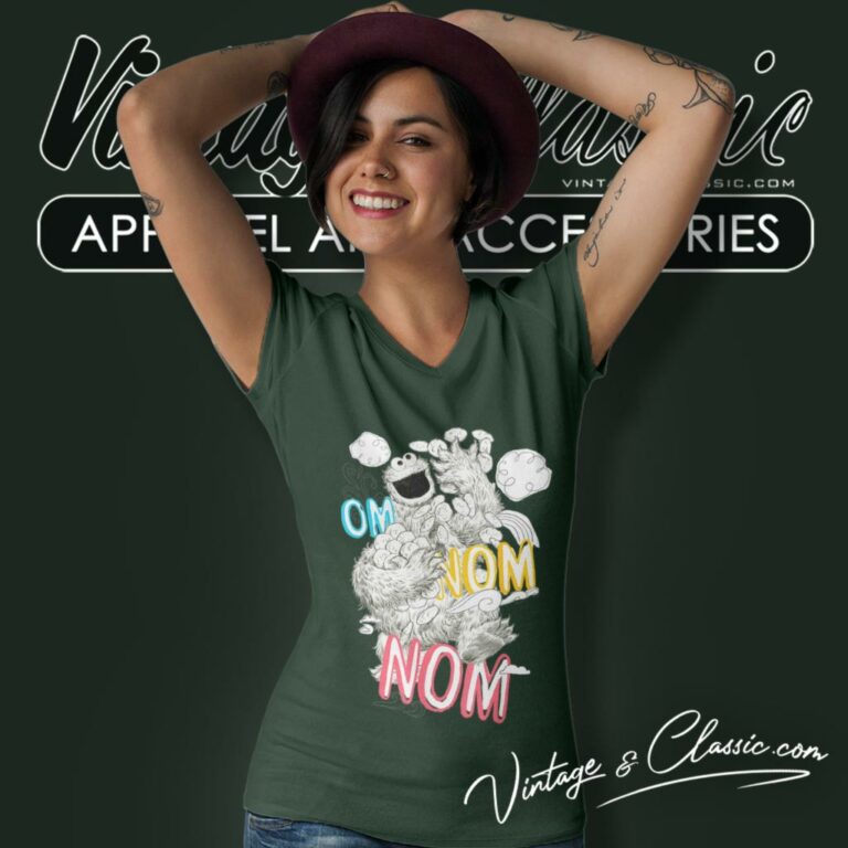 Sesame Street Shirt Cookie Monster Om Nom Nom V Neck TShirt Sesame Street Shirt Cookie Monster Om Nom Nom V Neck TShirt