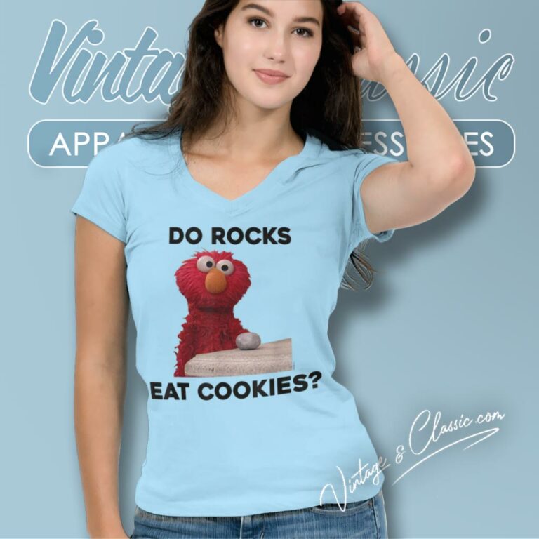 Sesame Street Shirt Do Rocks Eat Cookies V Neck TShirt Sesame Street Shirt Do Rocks Eat Cookies V Neck TShirt