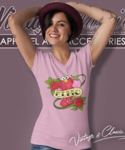 Sesame Street Shirt Elmo Hearts And Roses V Neck TShirt