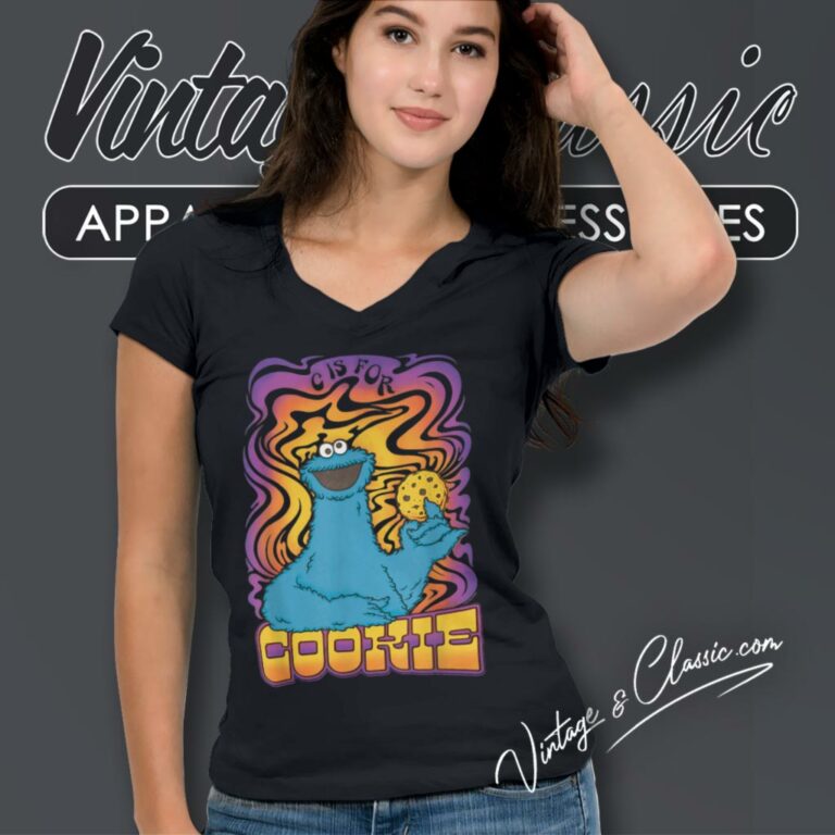 Sesame Street Shirt Psychedelic Cookie Monster V Neck TShirt Sesame Street Shirt Psychedelic Cookie Monster V Neck TShirt