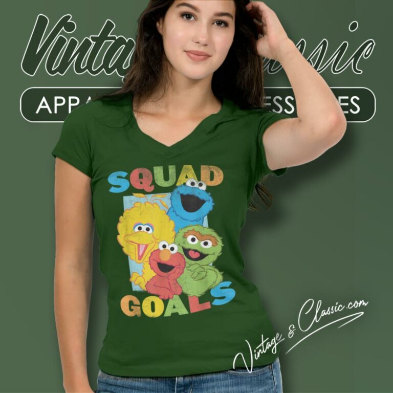 Sesame Street Squad Goals V Neck TShirt Sesame Street Squad Goals V Neck TShirt