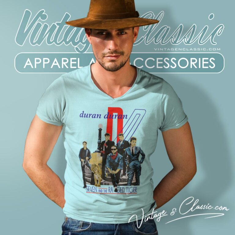 Seven And The Ragged Tiger Duran Duran V Neck TShirt Seven And The Ragged Tiger Duran Duran V Neck TShirt