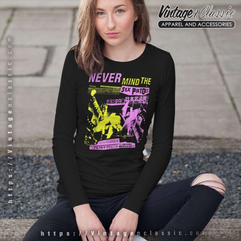Sex Pistols Classic Japan Tour Pink Yellow Long Sleeve Tee Sex Pistols Classic Japan Tour Pink Yellow Long Sleeve Tee
