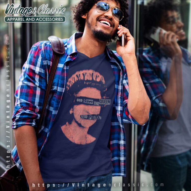 Sex Pistols God Save The Queen Red Stamp V Neck TShirt Sex Pistols God Save The Queen Red Stamp V Neck TShirt