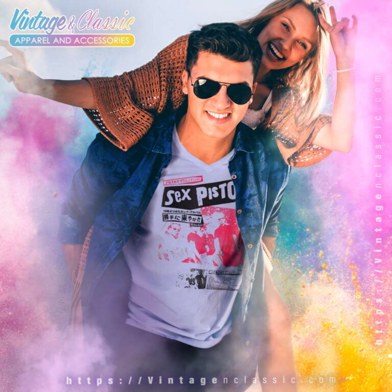 Sex Pistols Japan Tour Pink Photo V Neck TShirt Sex Pistols Japan Tour Pink Photo V Neck TShirt