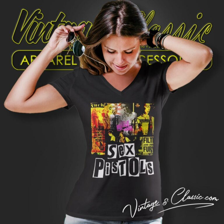 Sex Pistols Live In Concert V Neck TShirt Sex Pistols Live In Concert V Neck TShirt