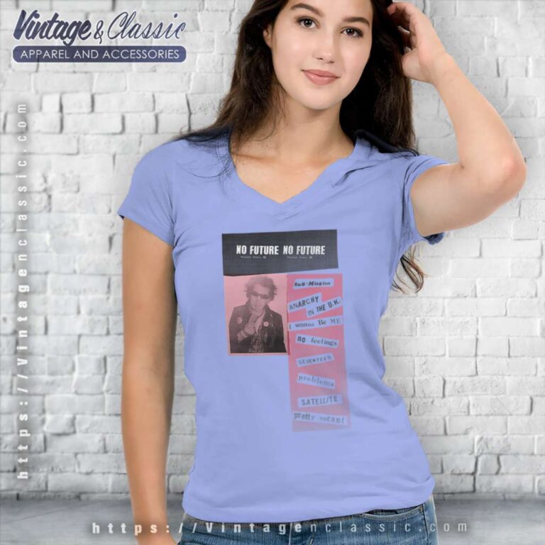 Sex Pistols Pink No Future Premium V Neck TShirt Sex Pistols Pink No Future Premium V Neck TShirt